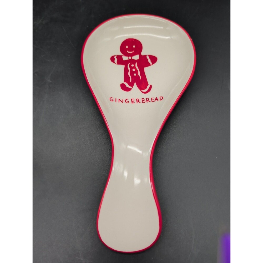 Molly Hatch Gingerbread Spoon Rest Red White Christmas Holiday